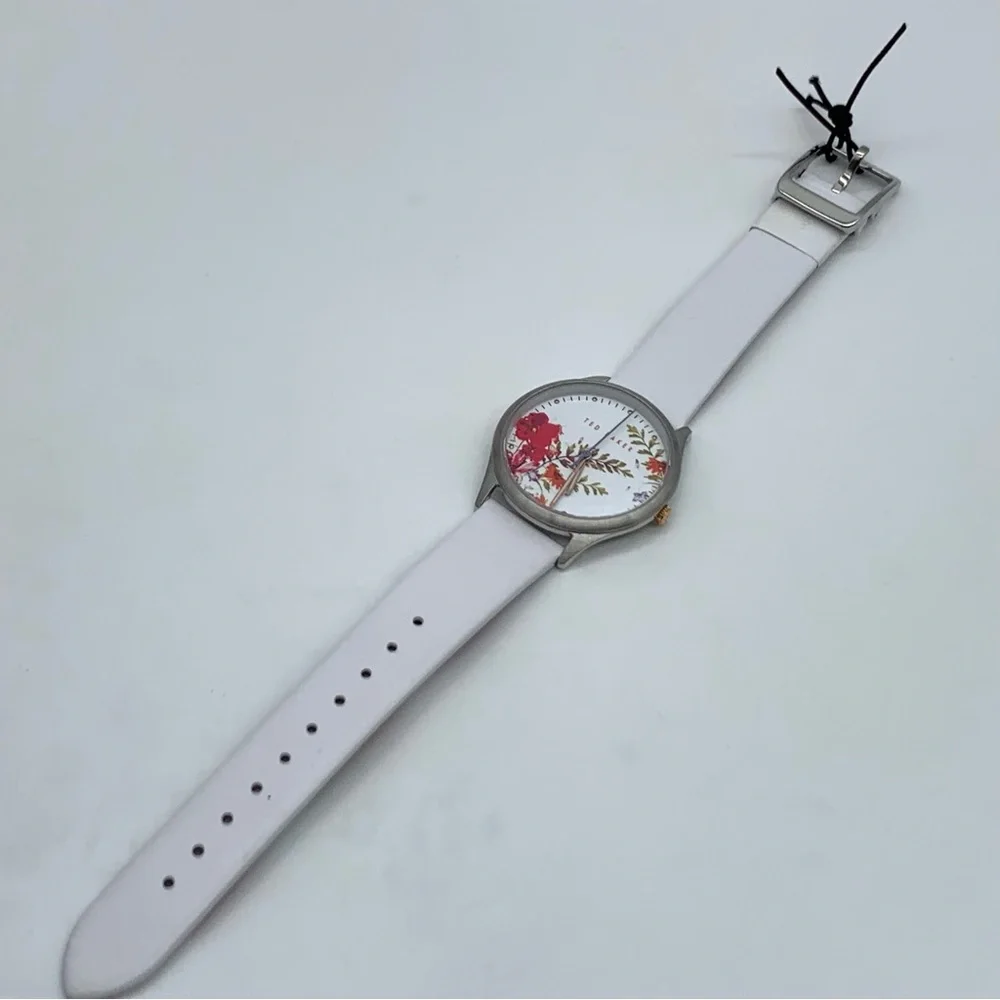 TED BAKER 36mm Belgravia Floral Printed Watch in White Leather Strap - Picture 8 of 14